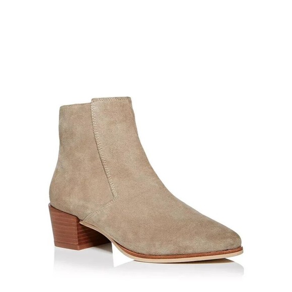 rag & bone Women's Rover Zip Mid Heel Booties Beige Suede Size 7.5 Eu 38 NEW